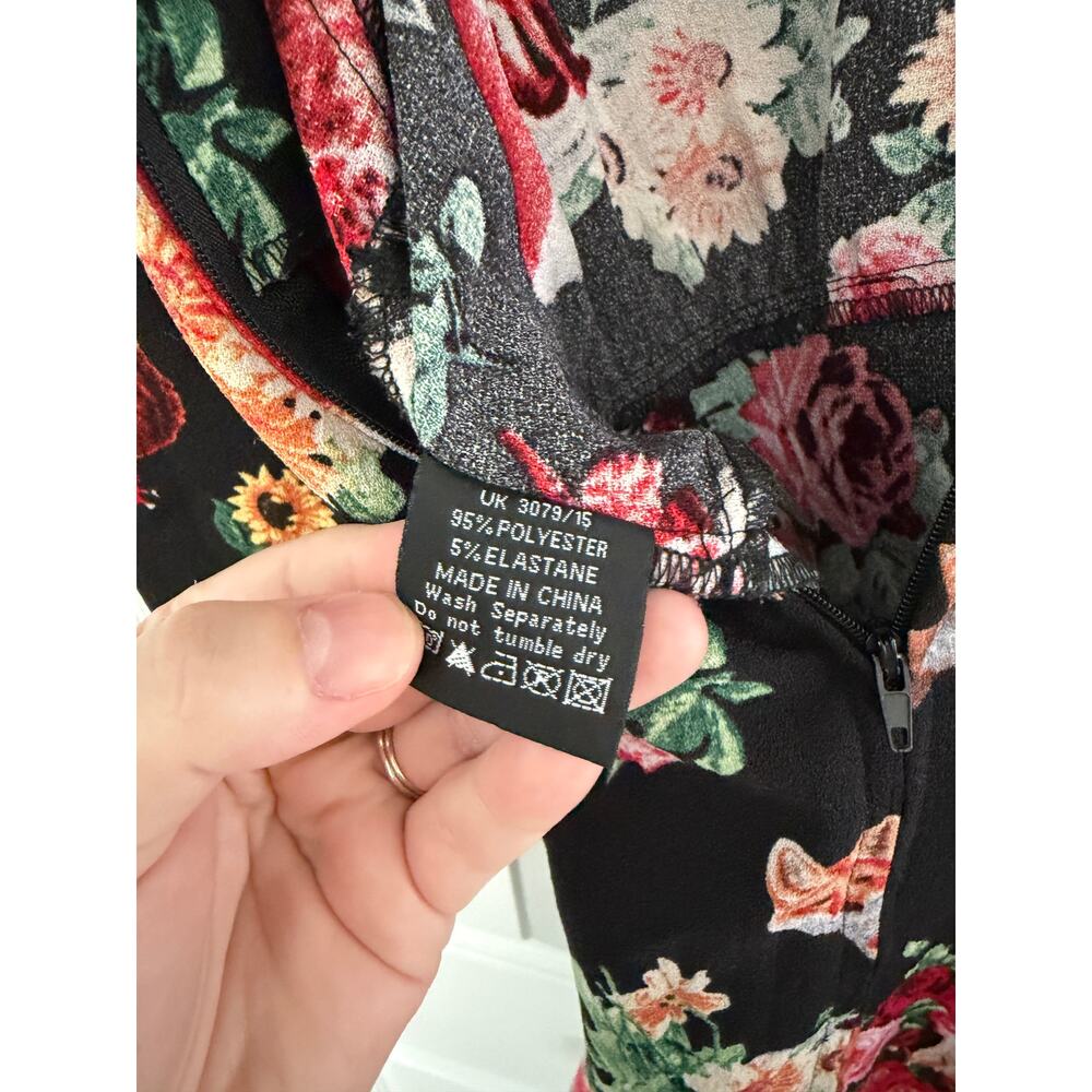 Hell Bunny Vixen Woodland Creature Fox Deer Floral Peter Pan Collar Dress Retro - Picture 7 of 10